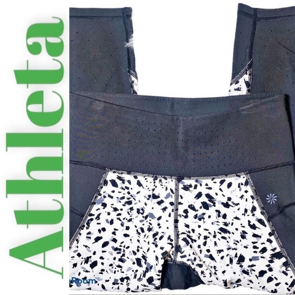 ATHLETA Stealth TruCool Black & White Capri Leggings, Size Small - Picture 10 of 11